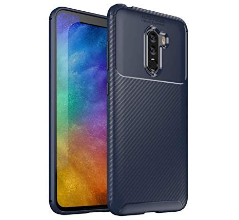 REALIKE Xiaomi Poco F1 2018 Back Cover, Flexible Texture Pattern Back Case for Xiaomi Poco F1 2018 {Blue}