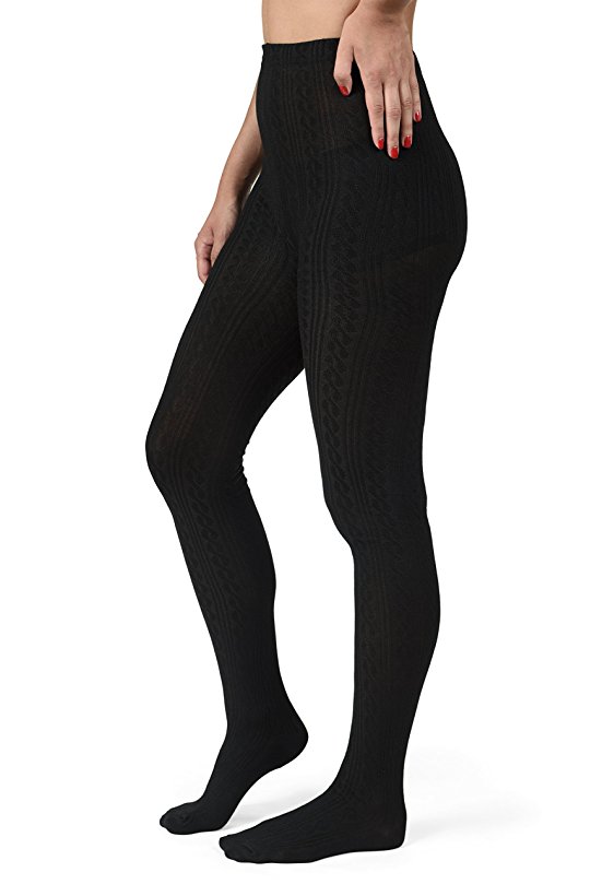 Zallies Sweater Knit Ribbed & Cable Womens Tights-Assorted Colors