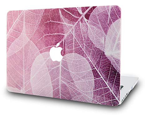 KEC MacBook Pro 13 Case 2017 & 2016 Plastic Hard Shell Cover A1706/A1708 with/without Touch Bar (Leaf - Pink)