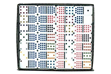 Professional Double 15 White Domino Tiles with Multicolored Dots