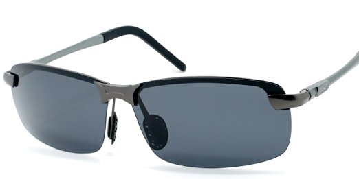 LZXC AL-MG Metal Frame Men's Driving Polarized Sunglasses Outdoors Sports Eyewear Black Lens