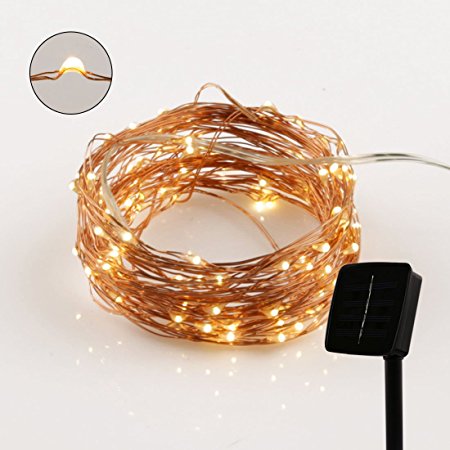 LEDMO Solar LED String Light, 100 LEDs String Lights Waterproof IP65, Copper Wire Lights Outdoor Solar Powered For Christmas Wedding and Party, Warm White