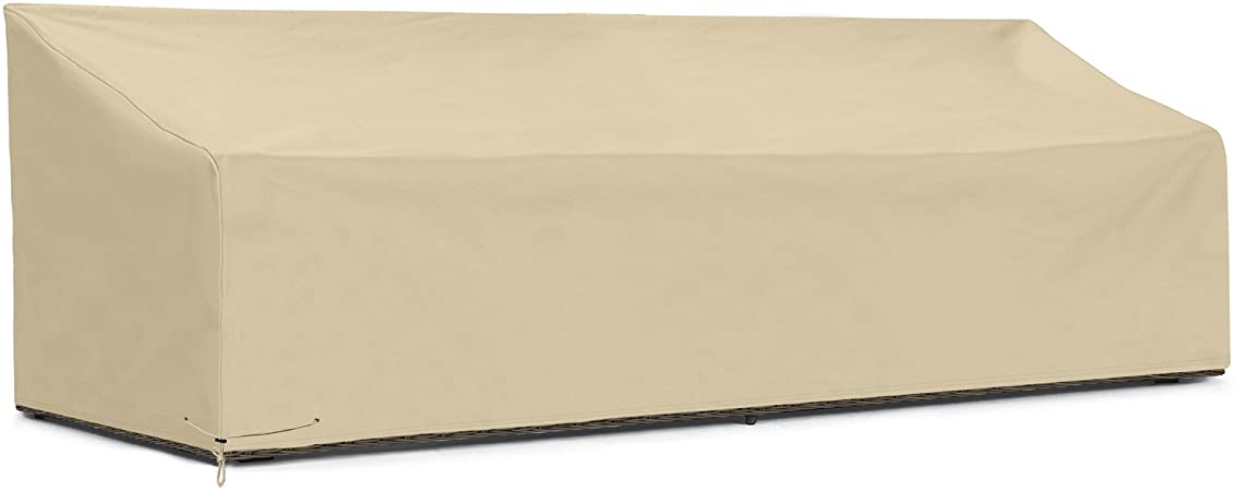 SunPatio Outdoor Large Bench Cover 110 Inch, Patio Veranda Sofa Cover with Waterproof Sealed Seam, Patio Furniture Cover, All Weather Protection, Beige