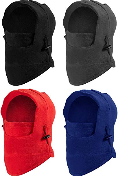 4 Pieces Kids Balaclava Hat Polar Fleece Winter Ski Mask Double Warmer Face Cap