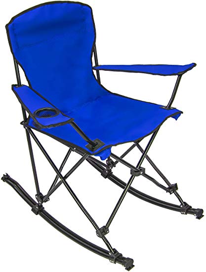 Sorbus Quad Rocking Chair with Cup Holder Cooler, Foldable Frame, Portable Carry Bag, Recliner Chair Great Outdoor Chair for Camping, Sporting Events, Travel, Backyard, Patio (Rocking Chair – Blue)