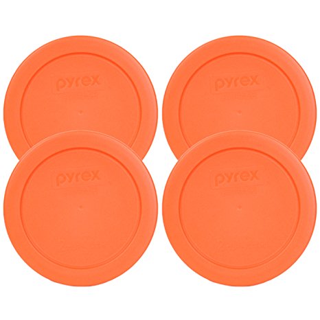 Pyrex 7200-PC Orange 2 Cup Round Storage Cover for Glass Bowls (4 Pack)