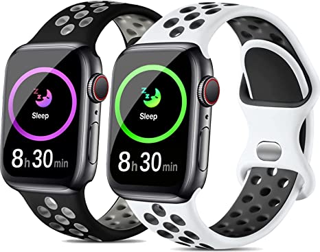 YENDILI 4 Pack Sport Band Compatible with Apple Watch 44mm 42mm 45mm 41mm 40mm 38mm for Men Women Kids, Breathable Soft Silicone Athletic Strap for Apple iWatch Series 7 6 5 4 3 2 1 SE