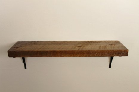 30" W X 10" D X 2" H, Reclaimed Floating Wood Shelf, Wooden, Shelves, With Brackets, Chunky ...