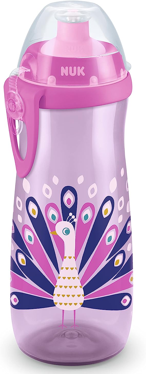 NUK Sports Cup Toddler Water Bottle with Chameleon Effect | 24  Months | Colour Changing | Leak-Proof Push-Pull Spout | Clip & Protective Cap | BPA-Free | 450 ml | Purple