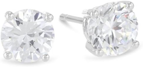 1 Carat Solitaire Diamond Stud Earrings Round Brilliant Shape 4 Prong Push Back (L-M Color, I1-I2 Clarity)