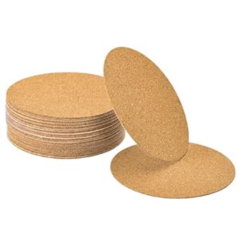 uxcell 30 Pcs Self-Adhesive Cork Round, 2mm Thick 3.5" Diameter Cork Tiles Backing Sheets Cork Coasters for DIY Crafts, Brown