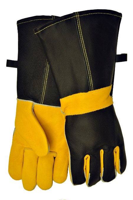 G & F TOP 100% Premium GRAIN LEATHER, Best of Barbecue, Grill, hearth Leather Gloves, Cotton lining with 14.5-Inch Extra Long Sleeve