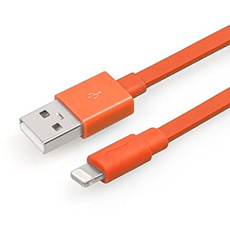 [Apple MFi Certified] Yellowknife® MFi-IOS 7 Fast Date Syncing USB 2.0 Cable for iPhone 6 ,iPhone 6 plus,Colorful 8-Pin Lightning Noodle Flat USB Sync & Charge Cable for Apple iPhone 5 / 5S / 5C, iPad Air, iPad Mini with Retina Display, iPad 4, iPad Mini, iPod Touch 5, Nano 7 (orange)