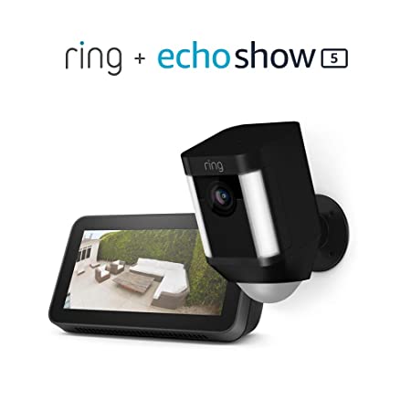 Ring Spotlight Cam Battery (Black) Bundle with Echo Show 5 (2nd Gen)