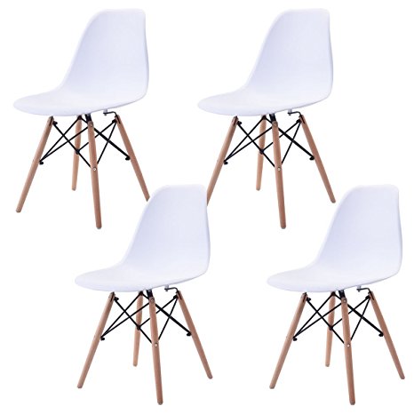 Giantex Set of 4 Mid Century Modern Eames Style DSW Dining Side Chair Wood Leg