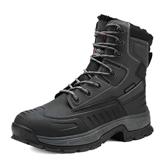 NORTIV 8 Men's Insulated Waterproof Construction Rubber Sole Winter Snow Skii Boots