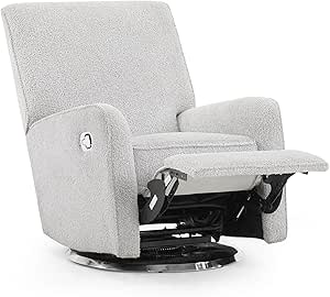 Delta Children Nest Nursery Swivel Recliner Fabric is GREENGUARD Gold Certified and OEKO-TEX STANDARD 100-Upholstered in a Unique Chenille Yarn for Blanket Like Softness, Fog