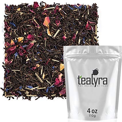 Tealyra - Lady Grey - Delightful Black Loose Leaf Tea - Rose Petals and Lemongrass with Orange - Medium Caffeine - Blend - All Natural - 110g (4-ounce)