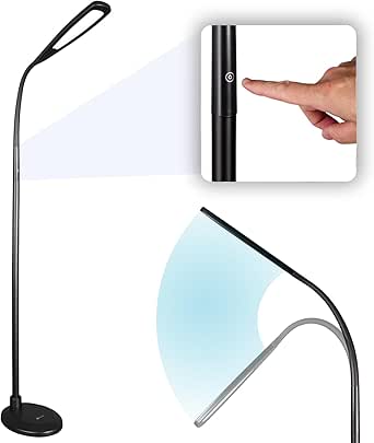 OttLite ClearSun Flex LED Floor Lamp with LED Technology - Touch Activated Controls, Adjustable Neck, Smart Memory Feature - Great for Office, Home, Dorm, Bedroom, College, & Living Room