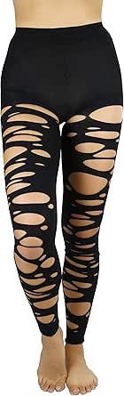 ToBeInStyle Women’s Pothole Slashed Shredded Gothic Zombie Tights Leggings