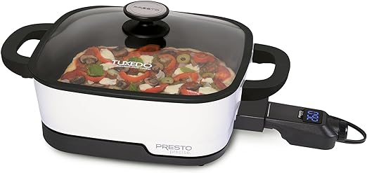 Presto 07118 Tuxedo Precision Multi-Cooker Digital Skillet, 12", White