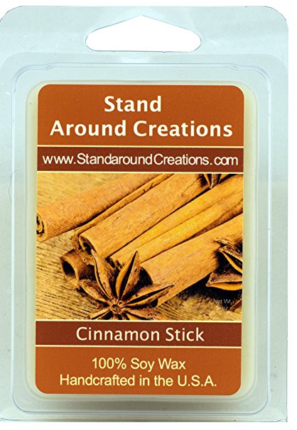 100% All Natural Soy Wax Melt Tart - Cinnamon Stick: A full bodied scent of rich spicy cinnamon. This fragrance is infused with natural essential oils, including Cinnamon, Clove, Cinnamon Bark and Nutmeg. - 3oz - Naturally Strong Scented