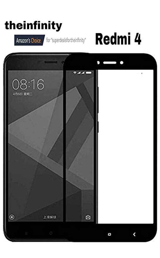 SuperdealsForTheinfinity Crystal Clear Full Screen Coverage Tempered Glass for Redmi 4 (Black)
