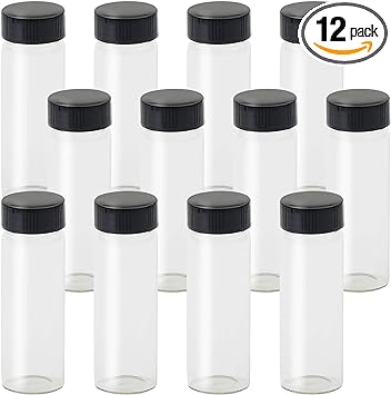 1st Choice Glass Vials, 4 Dram, Pack of 12 - Storage Bottle With PE Gasket