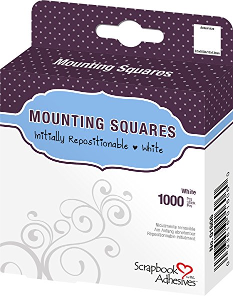 3L 1/2-Inch by-1/2-Inch 1000-Package Repositionable Mounting Squares, White