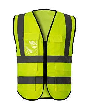 Coofig High Visibility Reflective Safety Vest 2 High Visibility Zipper Front Safety Vest With Reflective Strips,Yellow Meets ANSI/ISEA Standards(Size XL) (yellow 3)