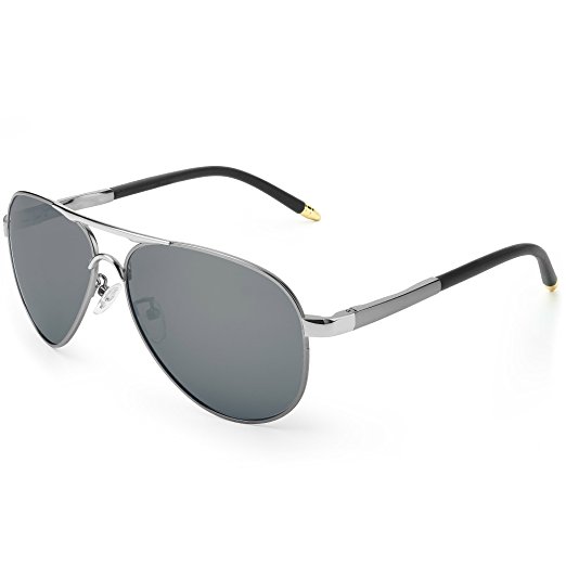 IALUKU Aviator Polarized Sunglasses Metal Frame Pilot Glasses Men Women