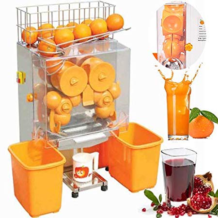 VEVOR Commercial Stainless Steel Orange Squeezer, Automatic Auto Feed Electric Fruit Juicer Machine Citrus 120W, Plastic Tank