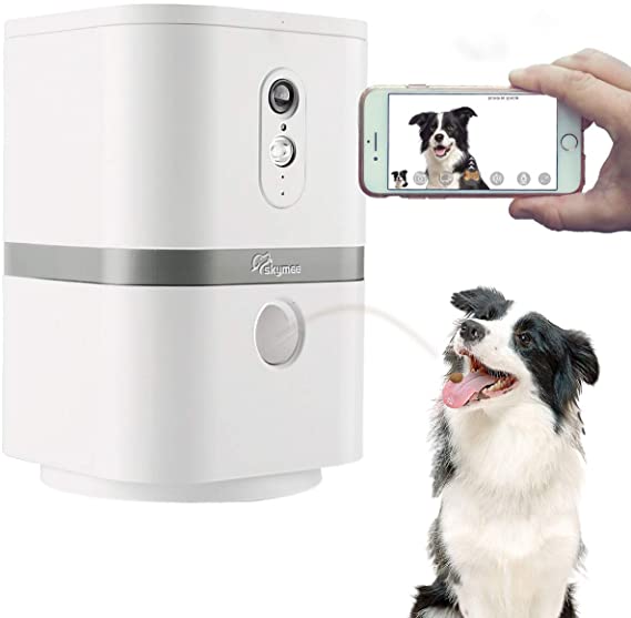 SKYMEE Dog Camera Automatic Treat Dispenser, WiFi HD Full Pet Camera with Pan Zoom and Night Vision for Dogs and Cats,Compatible with Alexa(Petalk Ai II)