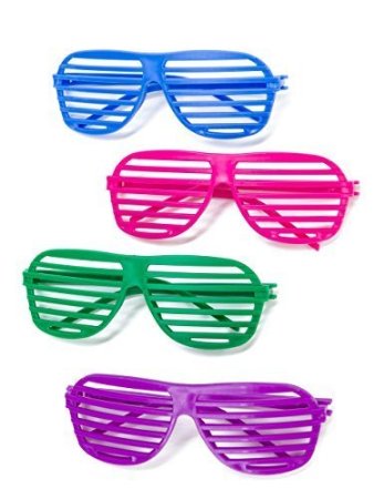 Kangaroos 80s Neon Shutter Shades Kids Sunglasses 12-Pack