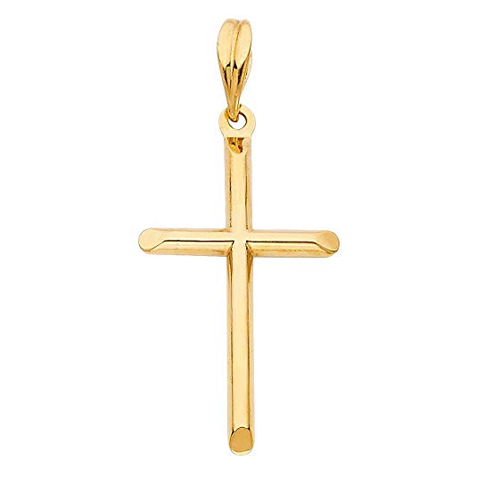 14k Yellow Gold Religious Cross Pendant Charm
