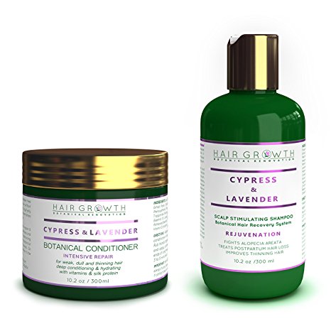 STEPS 2 & 3 Value Set: Cypress - Lavender Natural Hair Growth Shampoo and Anti Hair Loss Conditioner For Hair Loss and Hair Thinning Prevention