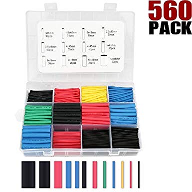Heat Shrink Tubing 2:1, 560pcs Electrical Wire Cable Wrap, LotFancy Heat Shrink Tube Kit, 12 Sizes, 5 Colors, Electric Insulation Tube Assortment with Storage Box