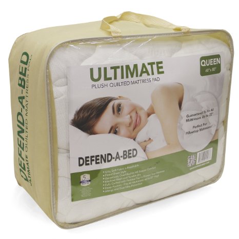 Classic Brands Defend-A-Bed Ultimate Extra Plush Double Thick Bamboo-Rayon Fitted Waterproof Mattress Topper, Twin Size