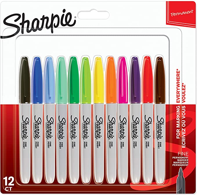 Sharpie Permanent Markers | Fine Point | Assorted Colours | 12 Count