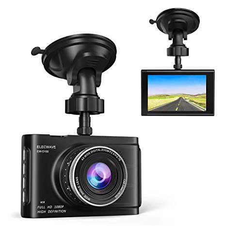 Dash Cam, Elecwave Full HD 1080P Dashboard Camera for Cars, Car Dash Cam Driving Recorder 3" LCD with Super Night Vision G-Sensor Loop Recording
