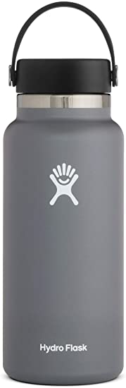 Hydro Flask Water Bottle - Stainless Steel & Vacuum Insulated - Wide Mouth 2.0 with Leak Proof Flex Cap - 32 oz, Stone