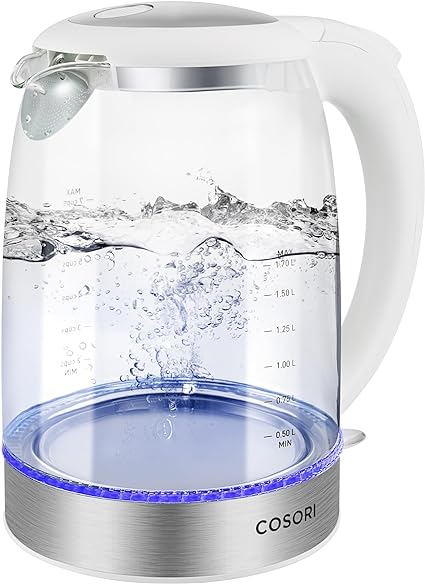 COSORI Electric Kettle, Tea Kettle Pot, 1.7L/1500W, Stainless Steel Inner Lid & Filter, Hot Water Kettle Teapot Boiler & Heater, Automatic Shut Off, BPA-Free, White