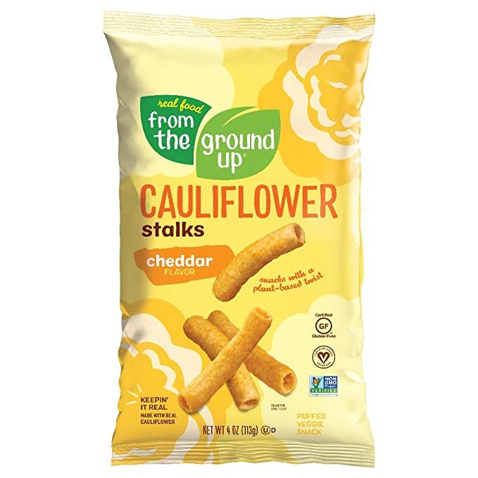 Real Food From The Ground Cauliflower Stalks - 6 Count, 4oz Bags (Cheddar)