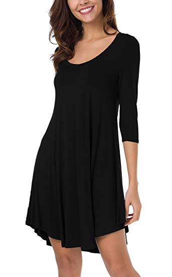 Urban CoCo Women's 3/4 Sleeve Long Casual Loose T-Shirt Dress