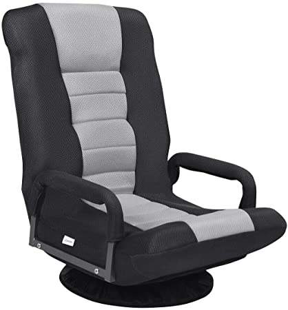 Giantex 360 Degree Swivel Gaming Chair Floor Chair, 6 Positions Adjustable Backrest, Mesh Fabric, Sturdy Iron Frame, Foldable Lazy Sofa Chair Comfortable for Lounge Reading Gaming Relaxing (Gray)