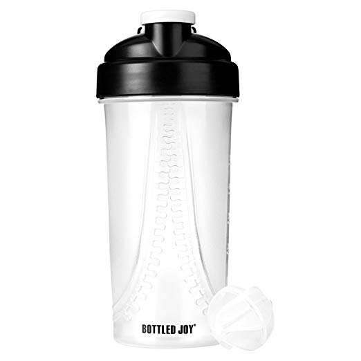 BOTTLED JOY Protein Shaker Bottle, Mixer Ball Shake Water Bottle, Shaker Water Bottles Mixer Ball, Gym Cup Shaker, 28ounce/800ml Shaker Cup White/Pink/Black Color