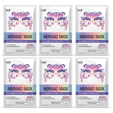 Epielle Mermaid Character Skincare Sheet Masks | Animal Spa Mask | -For All Skin Types |spa gifts for women, Spa Gift, Birthday Party Gift for her kids, Spa Day Party, Girls Night, Slumber party, Stocking Stuffers | 6 count skincare sheet masks