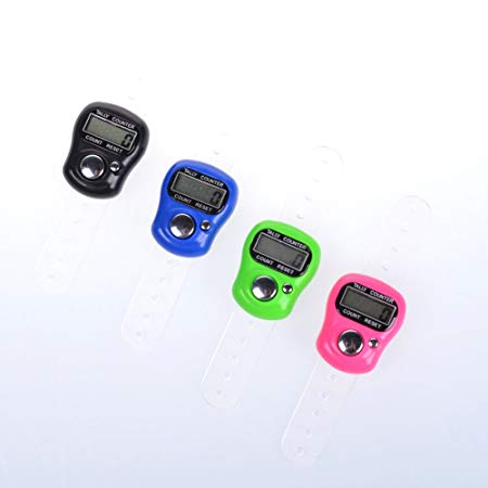 Cosmos?4 Pcs Case Resettable 5 Digit LCD Electronic Finger Counter Hand Tally (Black, Hot Pink, Green, Blue) by Cosmos