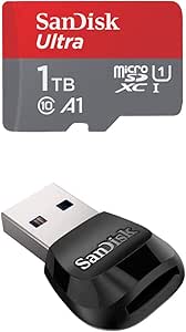 SanDisk 1TB Ultra microSDXC UHS-I Memory Card with Adapter – Up to 150MB/s with SanDisk MobileMate USB 3.0 microSD Card Reader