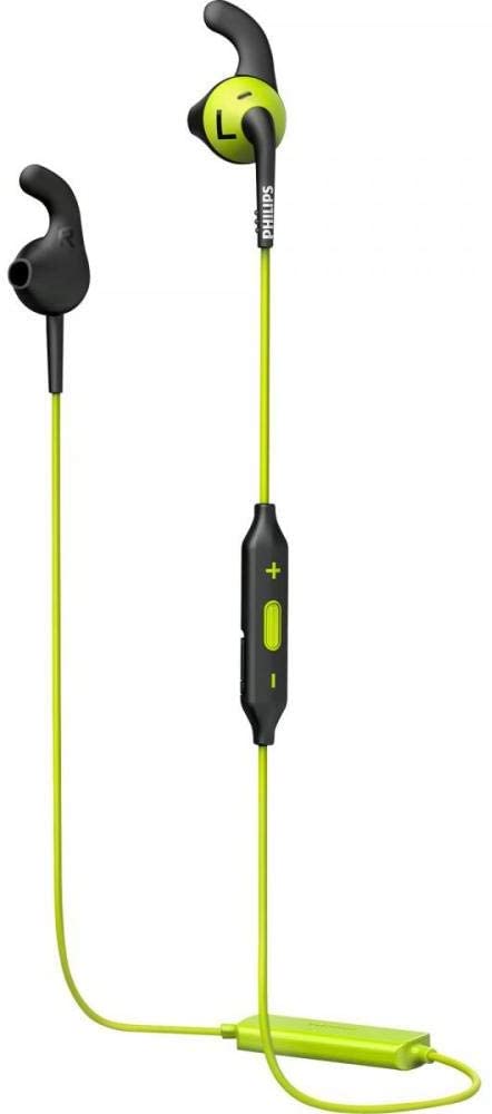 Philips Audio ActionFit in-Ear Wireless Headphones with IPX2 Sweat-Proof Design (SHQ6500CL), Black/Lime Green